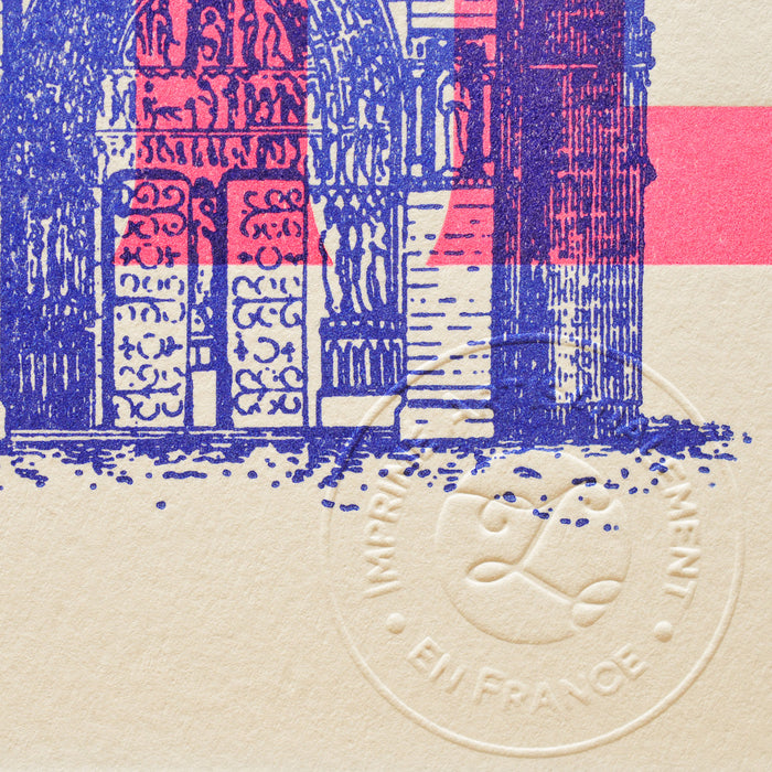 Affiche Letterpress fluo Notre Dame de Paris