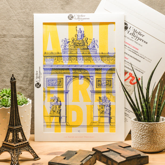 Affiche Letterpress fluo Arc de Triomphe