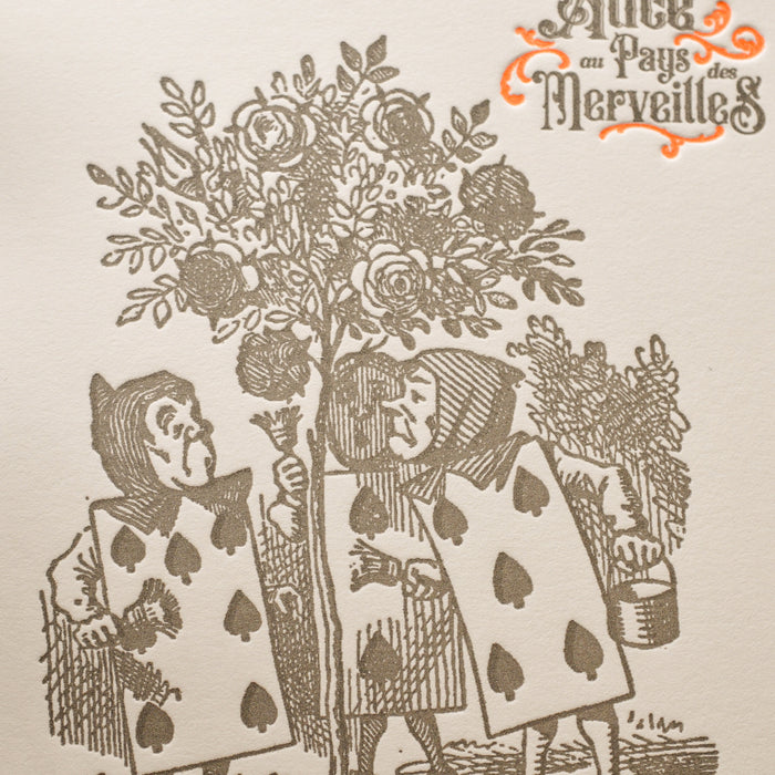 Letterpress Card Rosebush - Alice in Wonderland