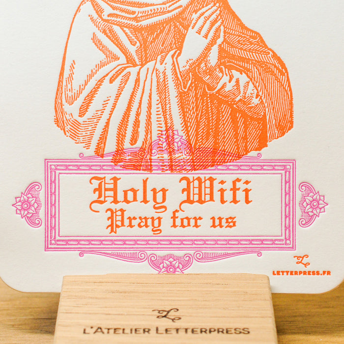 Letterpress Card Holy Wifi