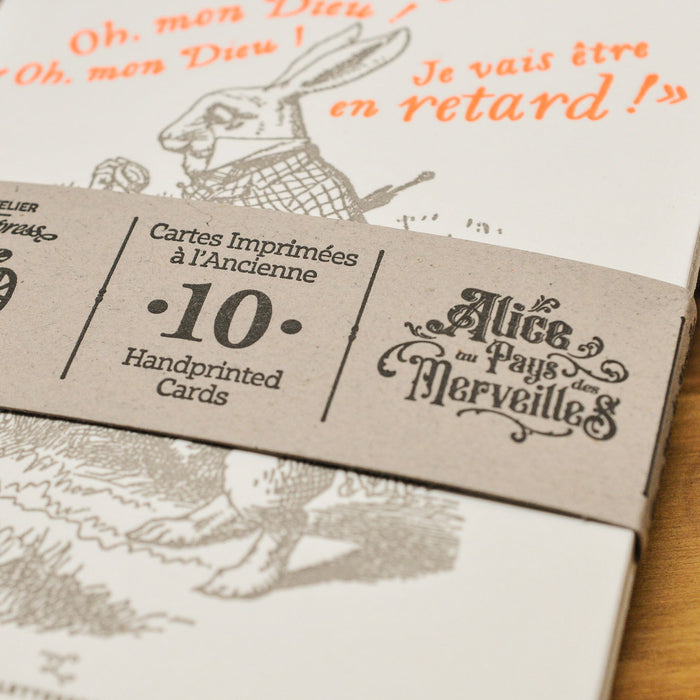 Collection de 10 Cartes Letterpress Alice au Pays des Merveilles