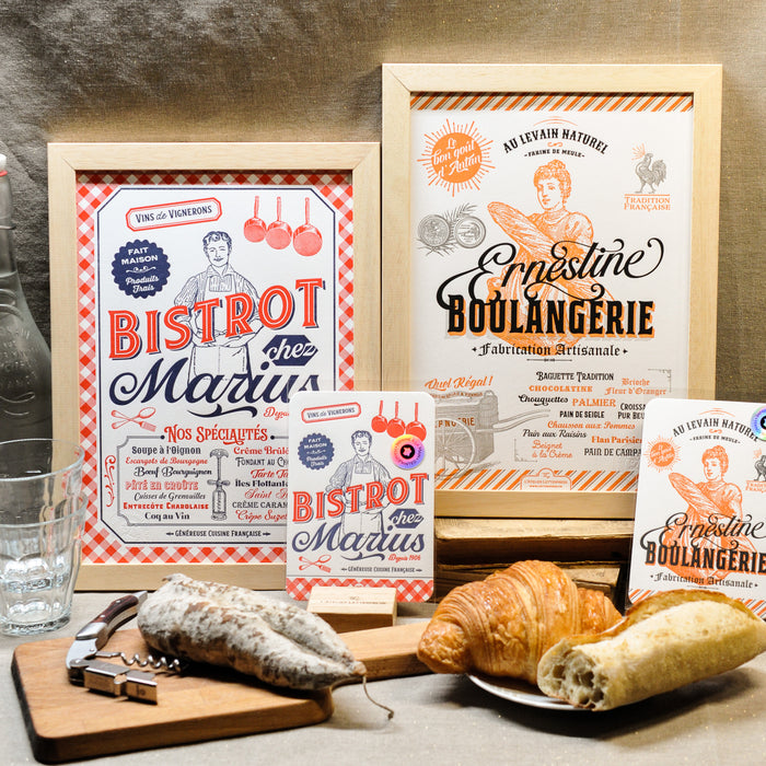 Affiche A4 Letterpress Bistrot chez Marius