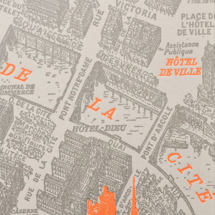 Affiche Letterpress Île de la Cité (Notre Dame)