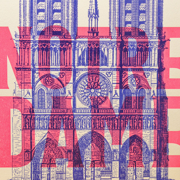 Affiche Letterpress fluo Notre Dame de Paris
