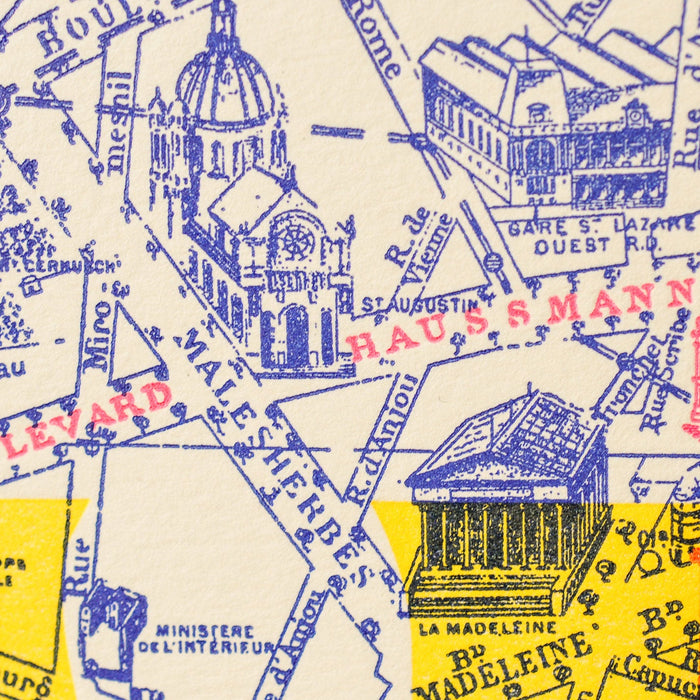 Letterpress Art Print Map of Paris