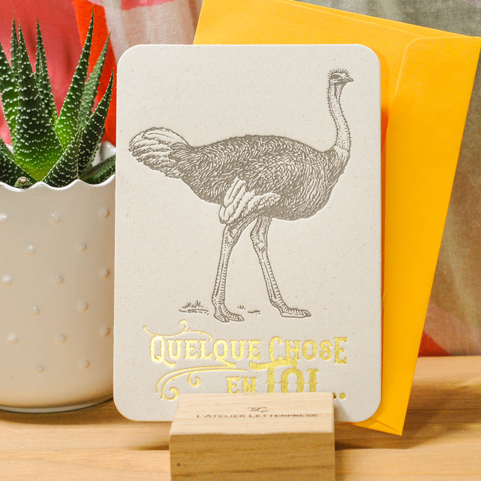 Letterpress Card Ostrich (with envelope)