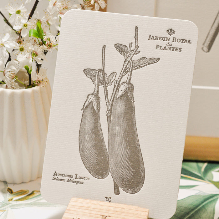 Letterpress Card Long Eggplant