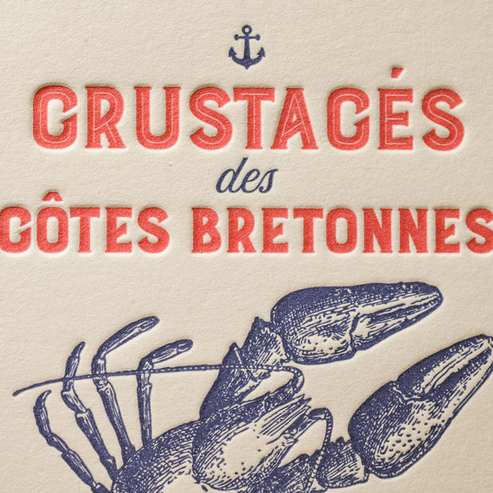 Carte Letterpress Crustacés des Côtes Bretonnes