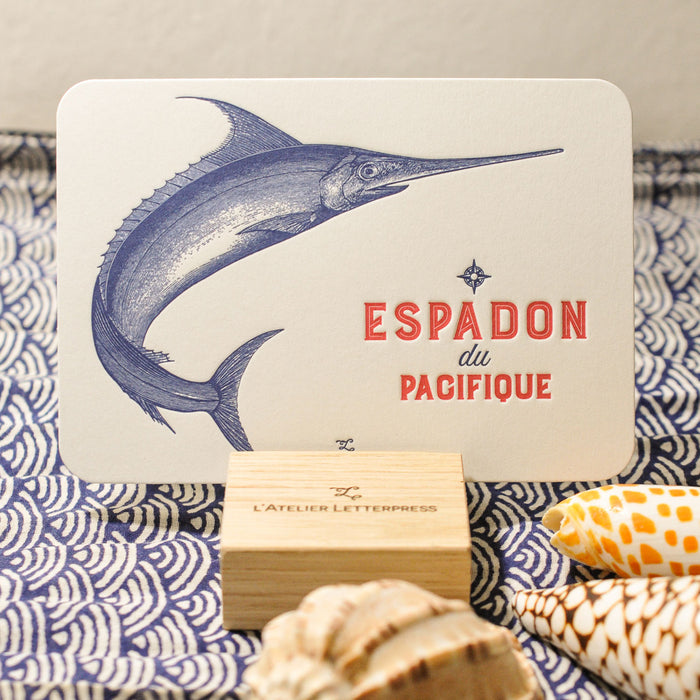 Letterpress Card Swordfish from the Pacific