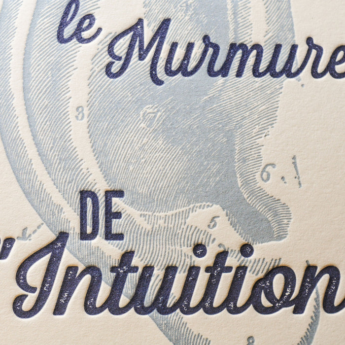 Carte Letterpress Écoute le Murmure de l'Intuition