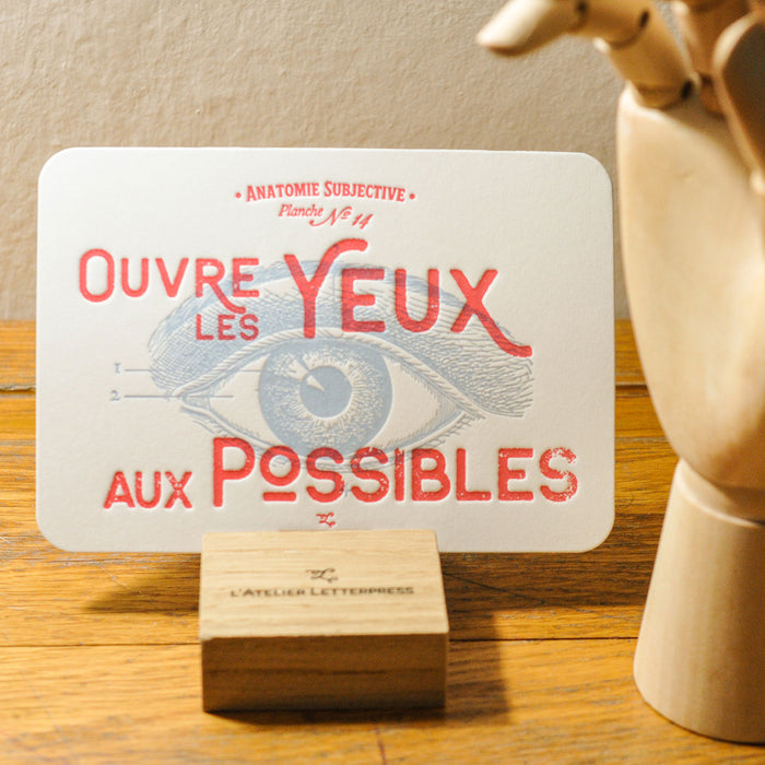 Letterpress Card Open your Eyes to Possibles