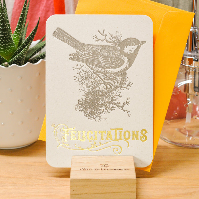 Letterpress Greeting Card Congratulations Tit (with envelope)