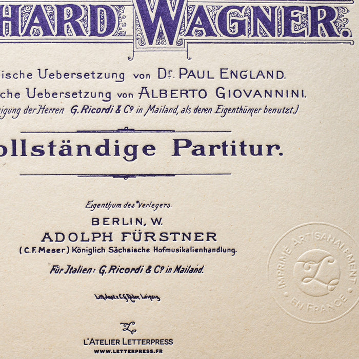 Affiche Letterpress Le Vaisseau Fantôme de Wagner