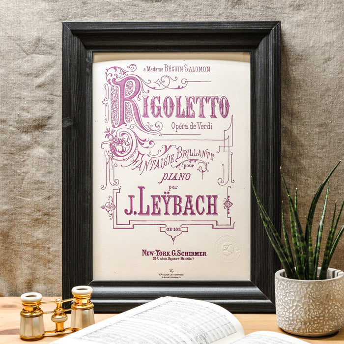 Letterpress Art Print Rigoletto by Verdi