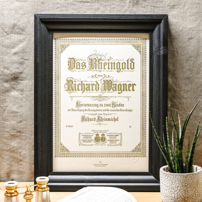 Affiche Letterpress Le Ring, L'Or du Rhin de Wagner
