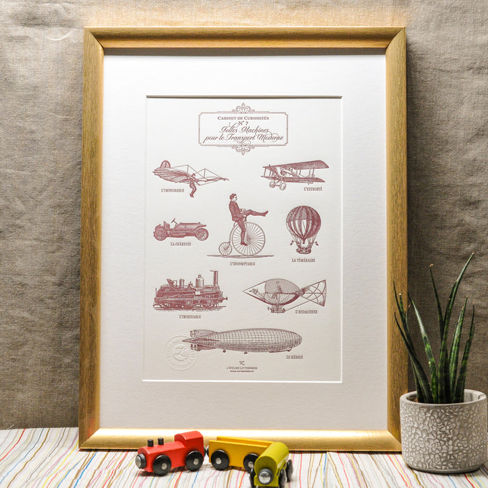 Letterpress Art print Wild Machines for Modern Transport