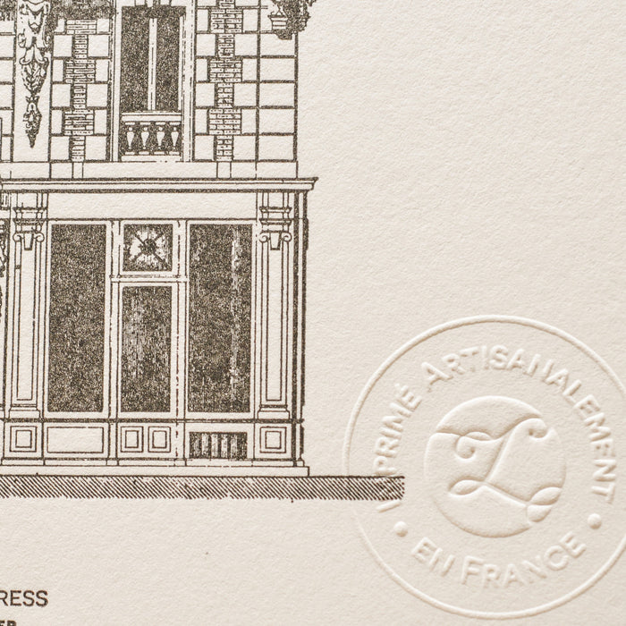 Letterpress Art Print Parisian Building Place Voltaire