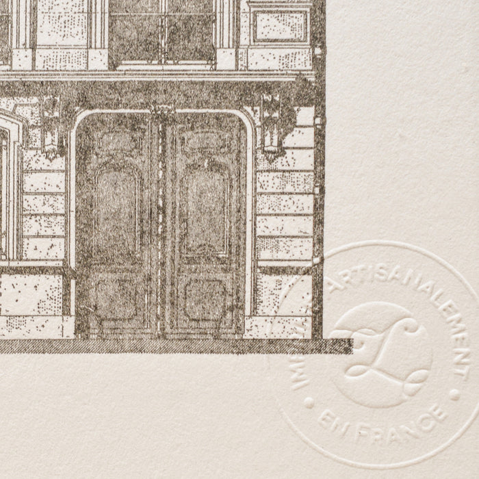 Letterpress Art Print Parisian Building on the Champs-Elysées