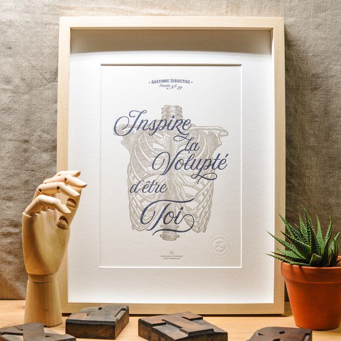 Affiche Letterpress Inspire la Volupté d'être Toi