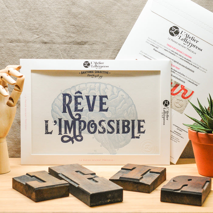 Affiche Letterpress Rêve l'Impossible