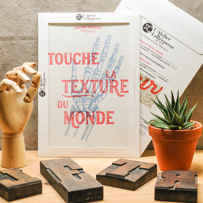 Affiche Letterpress Touche la Texture du Monde