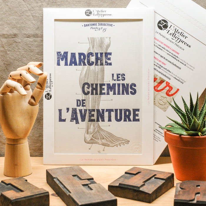 Affiche Letterpress Marche les Chemins de l'Aventure