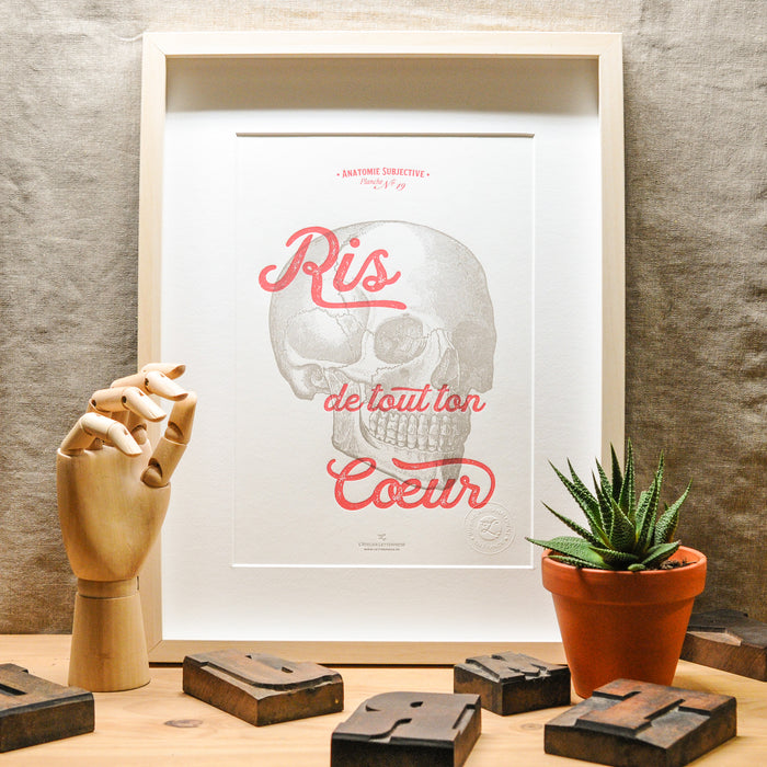 Letterpress Art Print Laugh with all your Heart