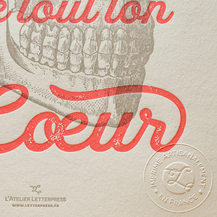 Affiche Letterpress Ris de tout ton coeur