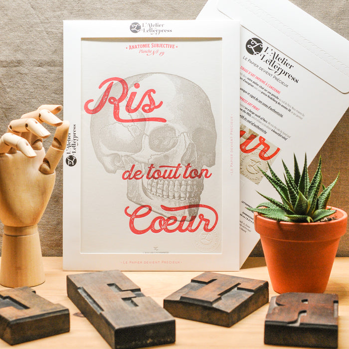 Affiche Letterpress Ris de tout ton coeur