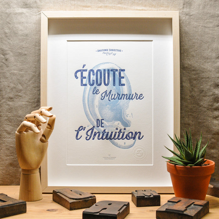 Affiche Letterpress Écoute le Murmure de l'Intuition