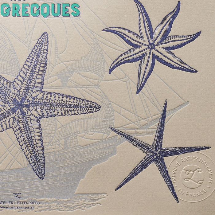 Affiche Letterpress Etoiles de Mer des Îles Grecques