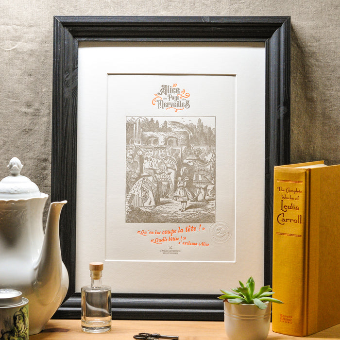 Letterpress Art Print Queen of Hearts - Alice in Wonderland