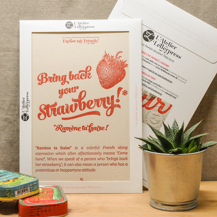 Letterpress Art Print Strawberry