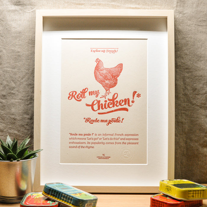 Affiche Letterpress Roule ma Poule