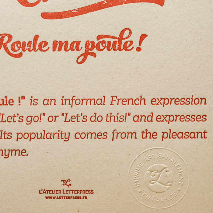 Affiche Letterpress Roule ma Poule