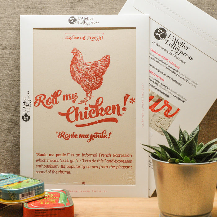 Affiche Letterpress Roule ma Poule