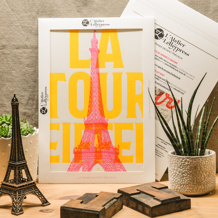 Letterpress Art Print Eiffel Tower