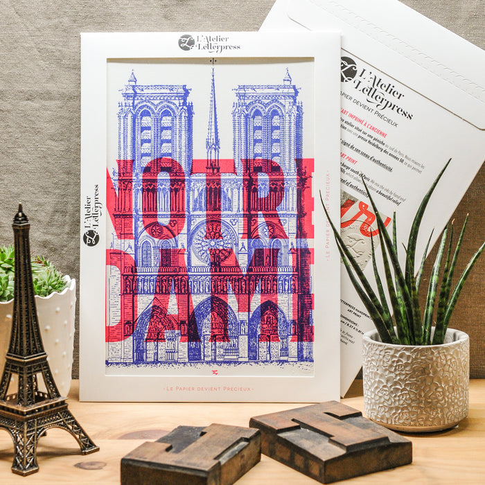 Letterpress Art Print Notre Dame de Paris