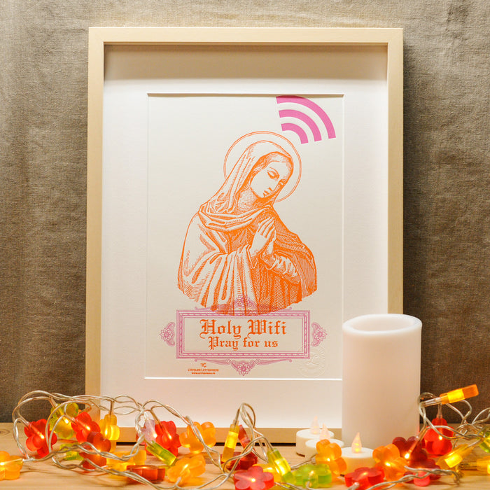 Affiche Letterpress Sainte Wifi