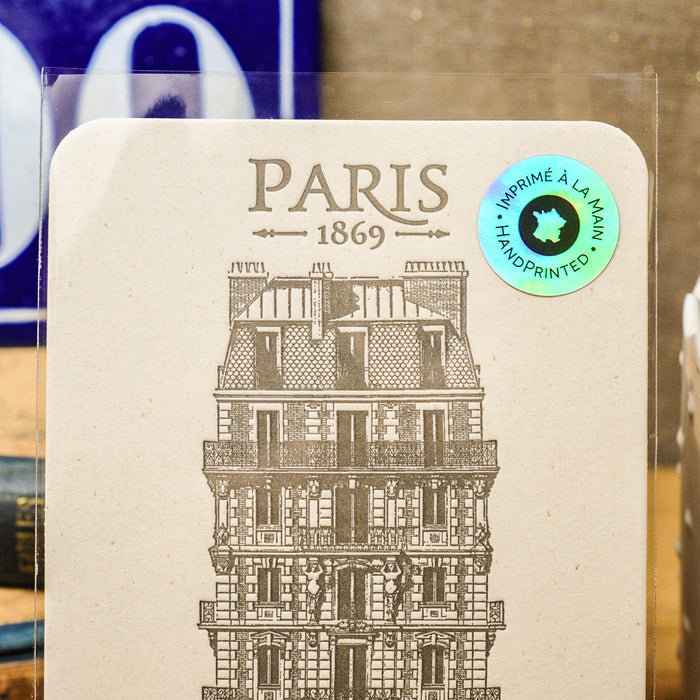Letterpress Card Parisian Building on Voltaire Place
