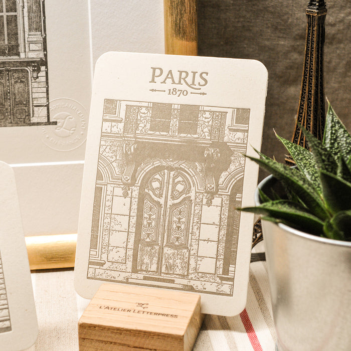 Letterpress Card Parisian Building Door Boulevard Sébastopol