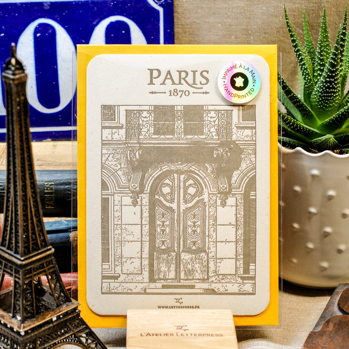 Carte Letterpress Porte boulevard Sébastopol Paris (avec enveloppe)