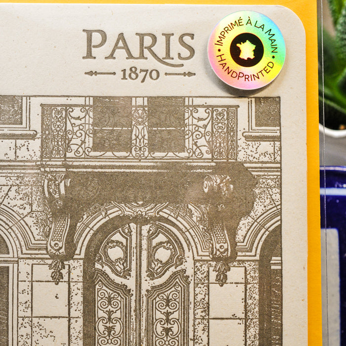 Carte Letterpress Porte boulevard Sébastopol Paris (avec enveloppe)