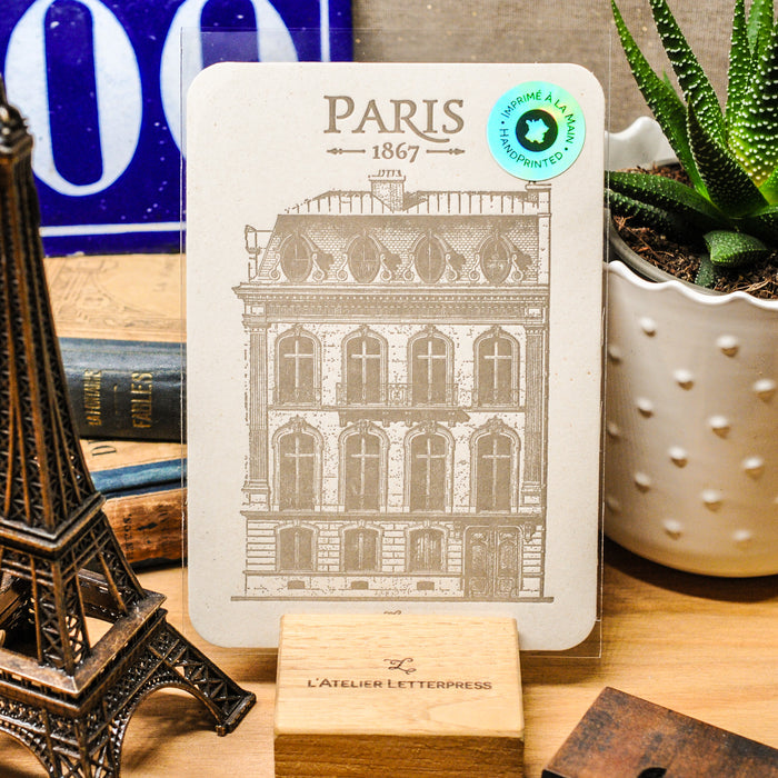 Carte Letterpress Immeuble rond-point des Champs-Elysées