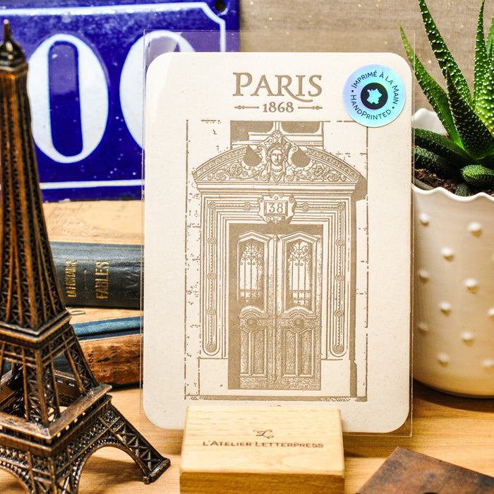 Carte Letterpress Immeuble parisien porte Sainte Placide