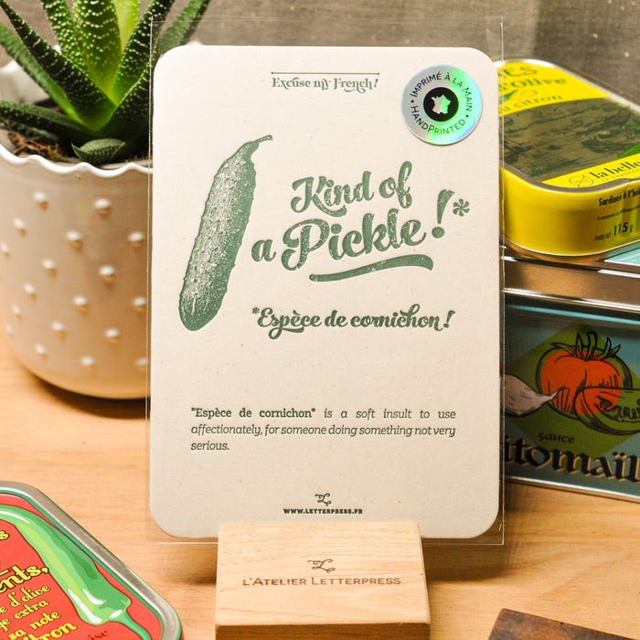 Carte Letterpress Espèce de Cornichon