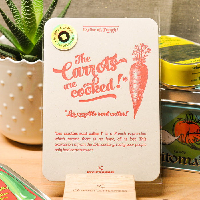 Carte Letterpress Les Carottes sont Cuites