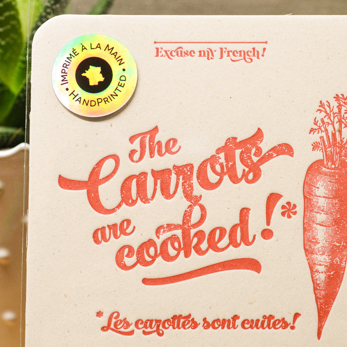 Carte Letterpress Les Carottes sont Cuites