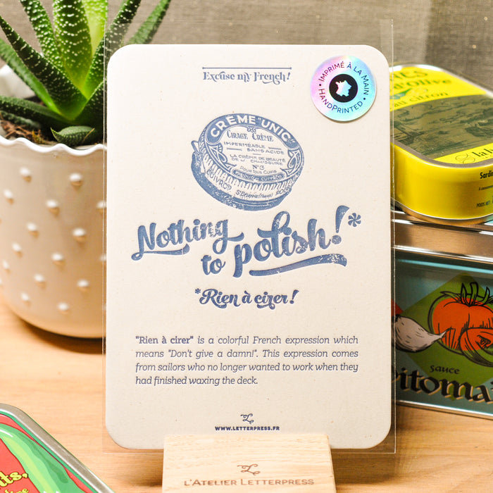 Letterpress Card Nothing to Polish