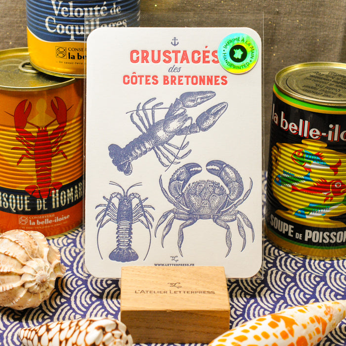  Letterpress Card Crustaceans from the Breton coasts